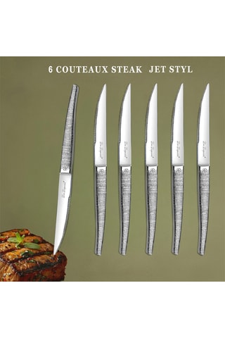 6 couteaux à steak en acier inoxydable 18/0 épaisseur 2,5mm Jet Styl