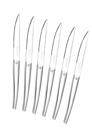 6 couteaux à steak en acier inoxydable 13/0 Jet Miroir - 10,5 cm