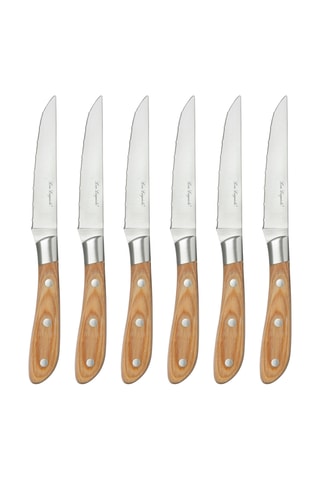 6 couteaux à steak en bois de pakka Elias - 28 cm