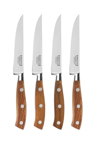 Coffret en bois avec 4 couteaux à steak Ryokan en acier inoxydable et manche en bois- 5 pièces