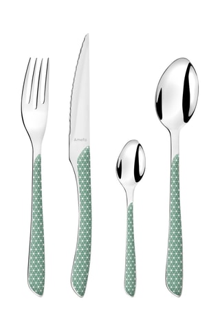 Ménagère en acier inoxydable Solstice Vert & Blanc - 24 pièces
