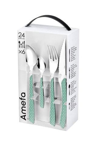 Ménagère en acier inoxydable Solstice Vert & Blanc - 24 pièces