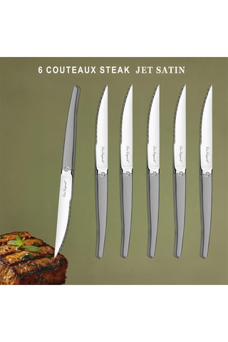 6 coltelli da bistecca in acciaio inossidabile 13/0 Jet Satin - 10,5 cm