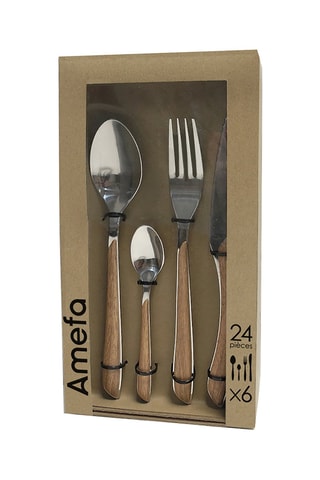 Ménagère en acier inoxydable Solstice Bois Clair - 24 pièces