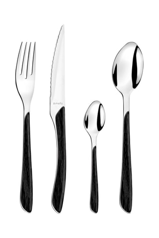 Ménagère en acier inoxydable Solstice Bois Noir - 24 pièces