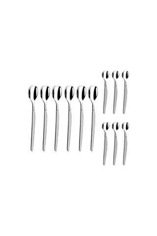 6 cuillères expresso et 6 cuillères en acier inoxydable 18/0 épaisseur 2,0mm Long drink Jet Satin