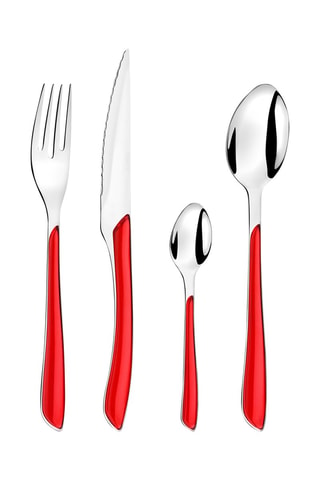Ménagère en acier inoxydable Solstice Rouge - 24 pièces