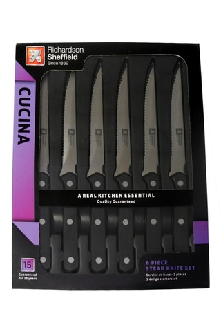 6 couteaux à steak en acier inoxydable - 22,5 cm