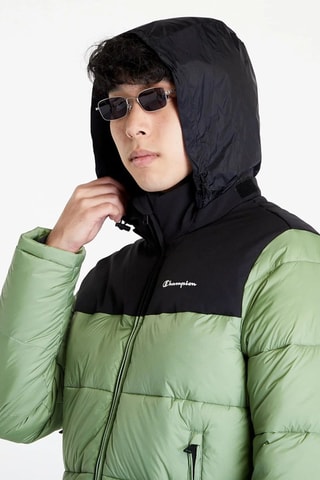 Anorak con capucha - Negro y verde