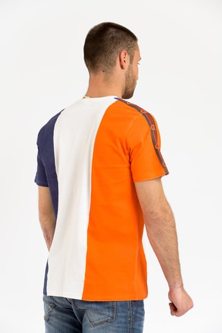 Camiseta - Blanco, azul y naranja