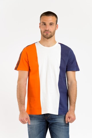 Camiseta - Blanco, azul y naranja