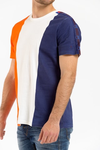 Camiseta - Blanco, azul y naranja
