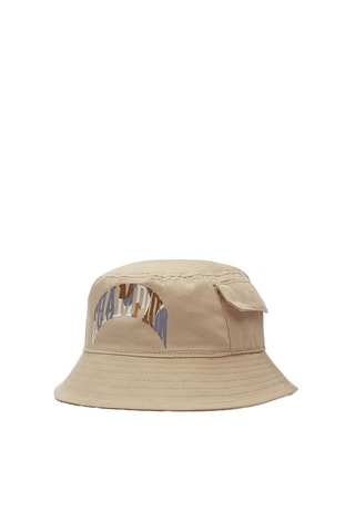 Gorro bucket - Blanco y beige