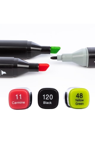 3 Markers - Groen, Rood en Zwart Inkt - Bruin