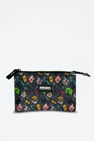 Etui Minecraft - Grijs en Groen - Groen en grijs