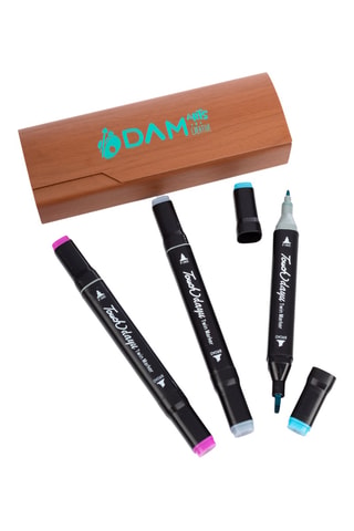 3 Markers - Paars, Blauw en Grijs Inkt - Bruin