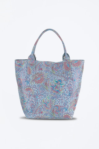 Cabas en cuir Liberazione - Argenté, bleu, jaune et rose