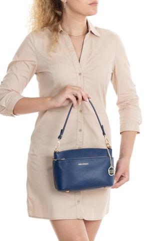 Sac bandoulière en cuir Bardolino - Bleu marine