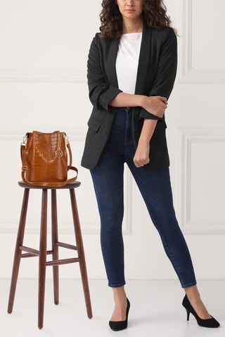 Sac seau en cuir Mottarone - Marron