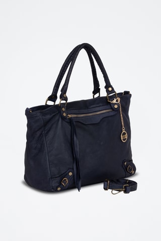 Sac cabas en cuir Comasina - Bleu marine