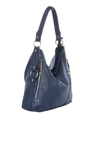 Sac porté épaule en cuir Castello - Bleu
