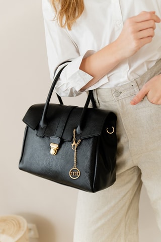 Sac à main en cuir Venosta - Noir - Noir