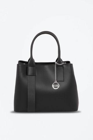 Sac à main en cuir Argonne - Argenté et noir