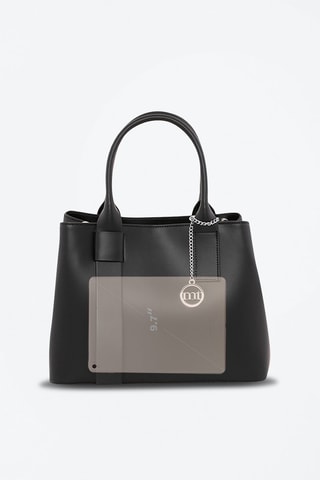Sac à main en cuir Argonne - Argenté et noir