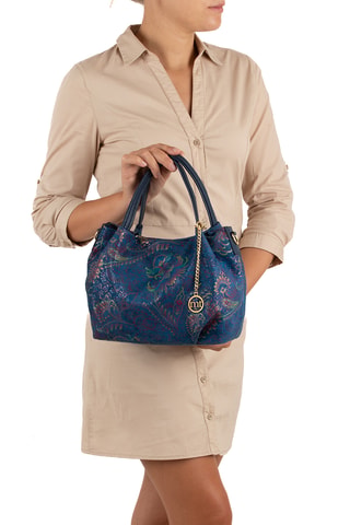 Sac à main en cuir Gonfalone - Bleu