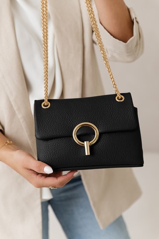 Sac porté épaule en cuir - Noir