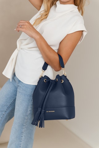 Sac seau en cuir Ancinale - Bleu marine