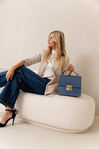 Sac à main en cuir Melacce - Bleu marine
