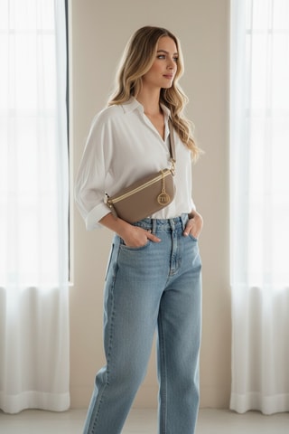 Sac bandoulière en cuir Perugino - Beige