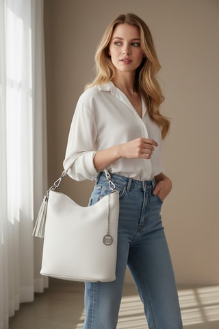 Cabas en cuir Sabaudia - Beige