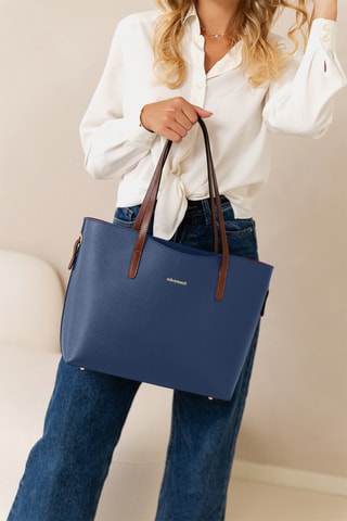 Sac porté épaule en cuir Lussino - Bleu