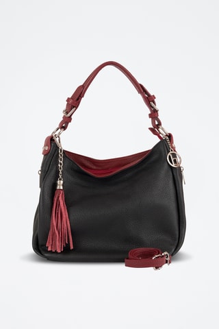 Sac porté épaule en cuir Garga - Noir et rouge
