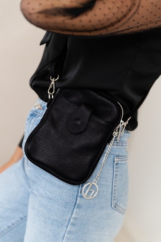 Sac bandoulière en cuir Paglia - Noir