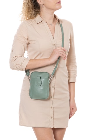 Sac bandoulière en cuir Paglia - Vert clair