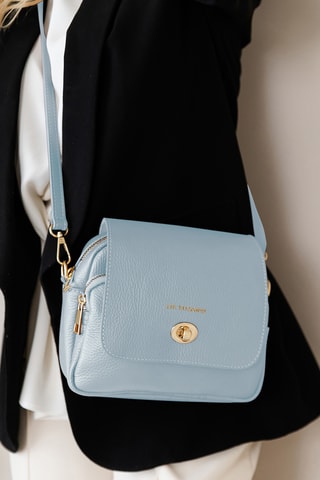 Sac bandoulière en cuir Raganello - Bleu clair