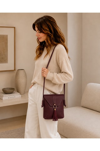 Sac bandoulière en cuir Olona - Bordeaux