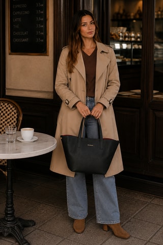 Cabas en cuir Liscate - Noir