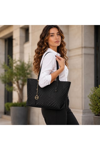 Cabas en cuir Pergine - Noir