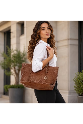 Cabas en cuir Pergine - Marron