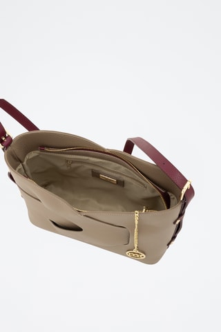 Sac bandoulière en cuir Sallustio - Bordeaux et taupe