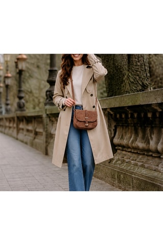 Sac bandoulière en nubuck Varallo - Marron