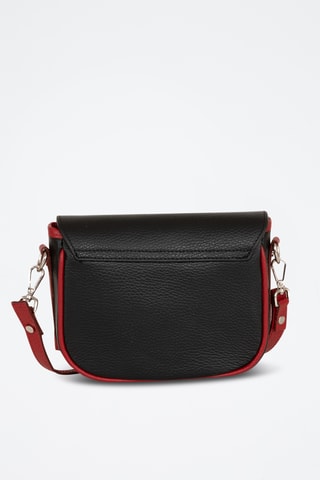 Sac bandoulière en cuir Neva - Noir et rouge