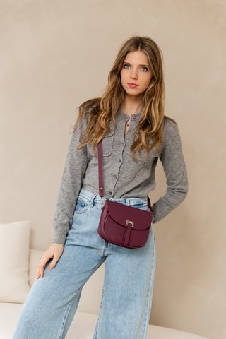 Sac bandoulière en cuir Neva - Bordeaux