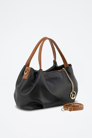 Sac à main en cuir Taro - Marron et noir