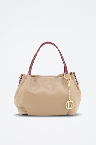 Sac à main en cuir Taro - Bordeaux et taupe