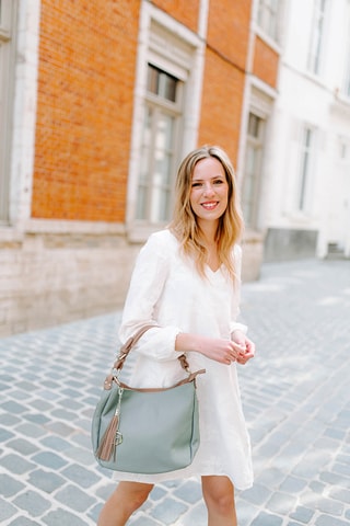 Sac porté épaule en cuir Garga - Bleu clair